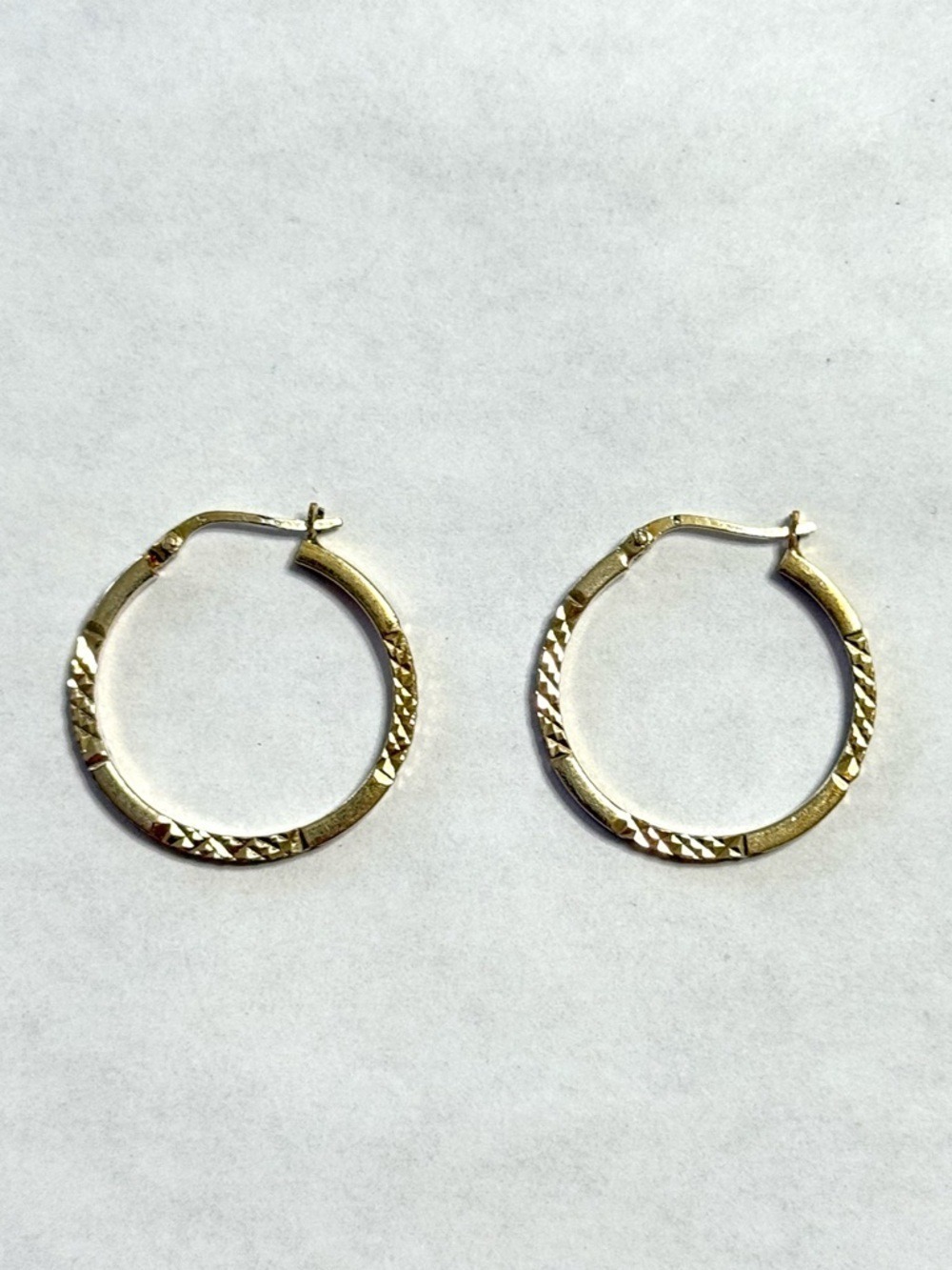 Textured Diamond Cut Gold Plated Hoop Earrings Vintage